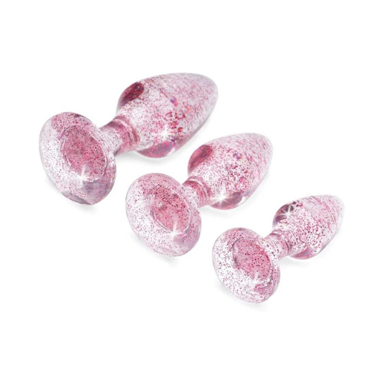 Glitter Gem Butt Plug Set Pink Glitter Gem Butt Plug Set Pink
