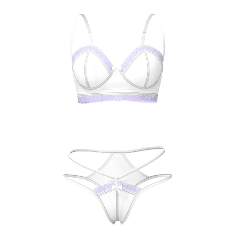 Magic Silk Sheer Passion Demi Bra & High Cut Tanga White/Lavender Magic Silk Sheer Passion Demi Bra & High Cut Tanga White/Lavender