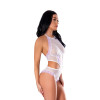 Magic Silk Sheer Passion Halter Teddy White/Lavender Magic Silk Sheer Passion Halter Teddy White/Lavender