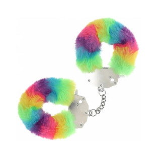 Heavy-Duty Fluffy Handcuffs Rainbow 1