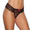 Allure Babe-a-licious Wide Lace Band Thong with Red Lace Up On Back Black Allure Babe-a-licious Wide Lace Band Thong with Red Lace Up On Back Black