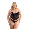 Fantasy Lingerie Leather Look and Lace Underwire Corset with Matching G-String Panty Fantasy Lingerie Leather Look and Lace Underwire Corset with Matching G-String Panty