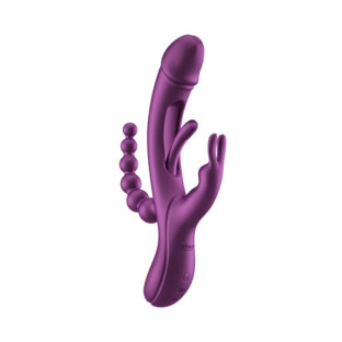 Trilux Kinky Finger Rabbit Vibrator with Anal Beads Purple