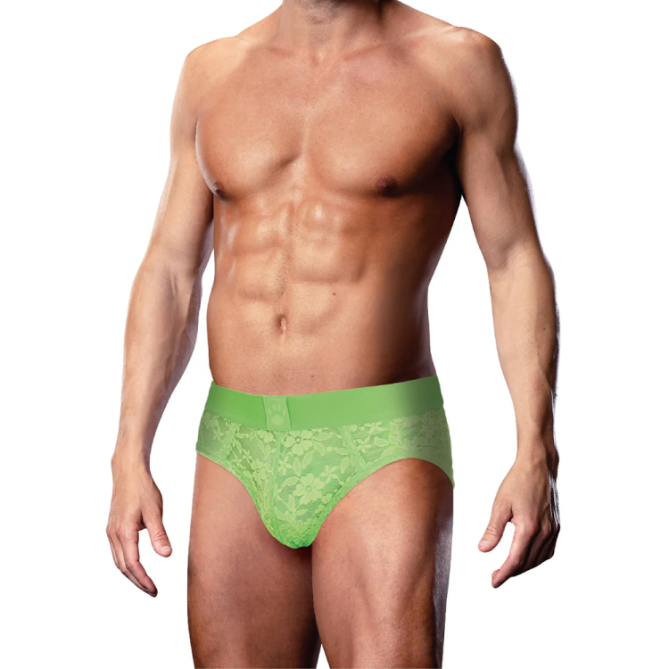 Prowler Lace Open Back Brief Neon Green Prowler Lace Open Back Brief Neon Green