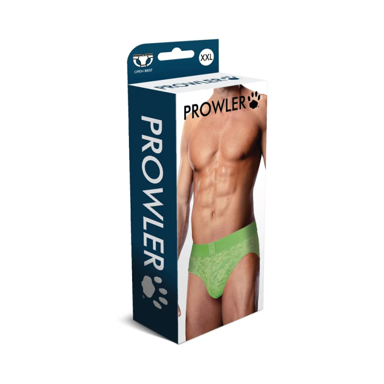 Prowler Lace Open Back Brief Neon Green Prowler Lace Open Back Brief Neon Green