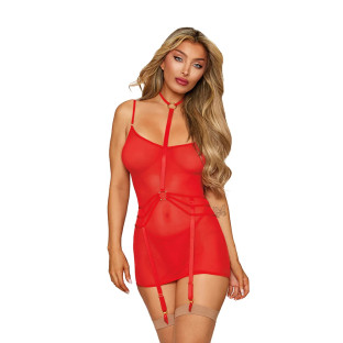 Dreamgirl Chemise with Garter Harness and G-String Poinsettia