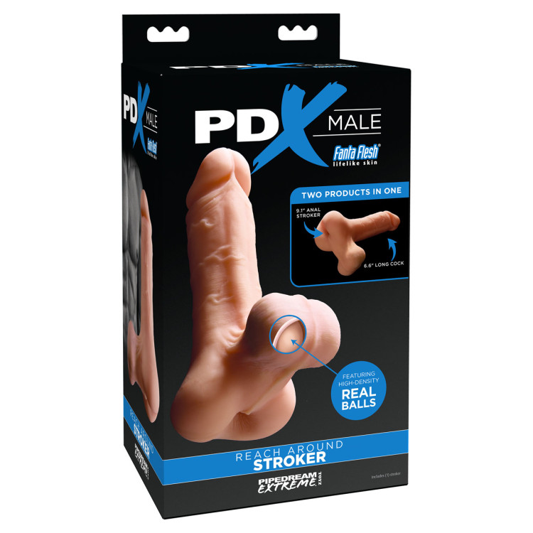 PDX Male Reach Around Anal Stroker and Realistic Cock Beige
