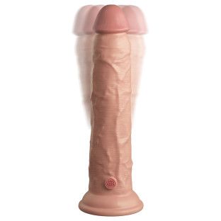 9 in. Realistic Vibrating Dual Density Silicone Dildo with Remote Beige