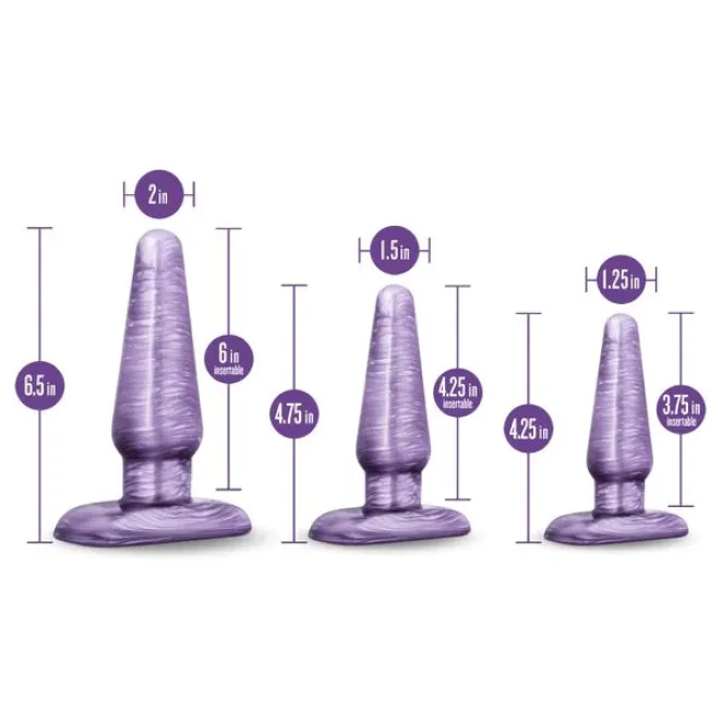 Anal 3-Piece Butt Plug Trainer Kit Purple