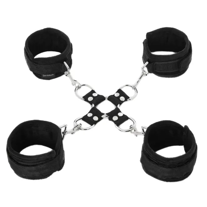 Adjustable Hog Tie & Cuff Set 5-Pc Black