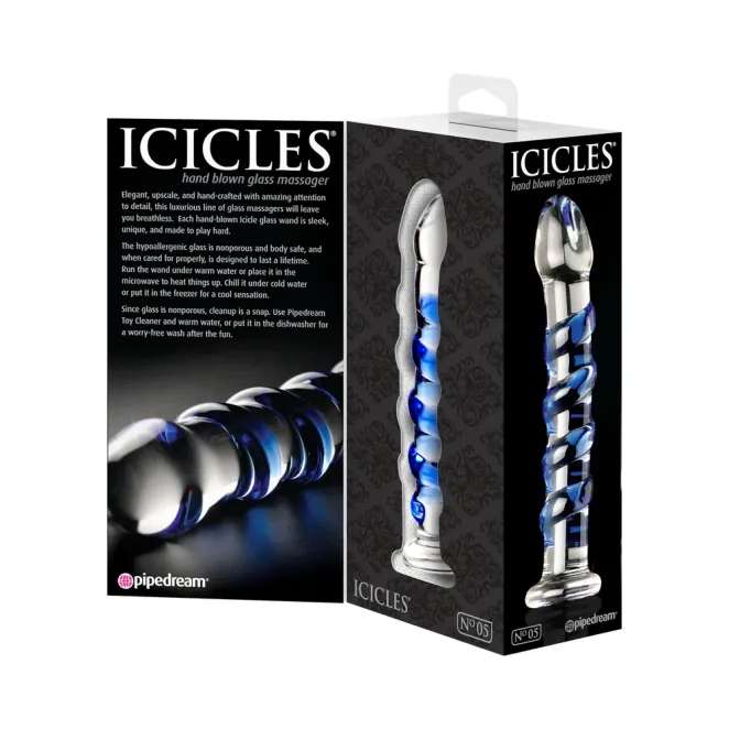 7 Inch Icicles No 5 Sapphire Spiral Glass Dildo