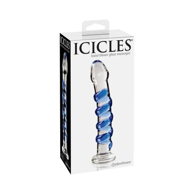 7 Inch Icicles No 5 Sapphire Spiral Glass Dildo
