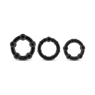 Stay Hard Beaded Cock Rings 3-Piece Set Black