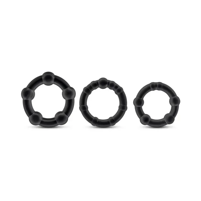 Stay Hard Beaded Cock Rings 3-Piece Set Black