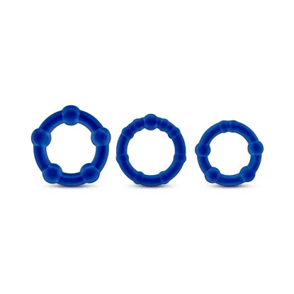 Stay Hard Beaded Cock Rings 3-Pc Set Blue