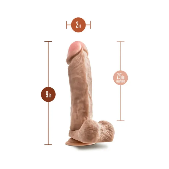 9.5 Inch Thick Realistic Dildo with Balls Beige