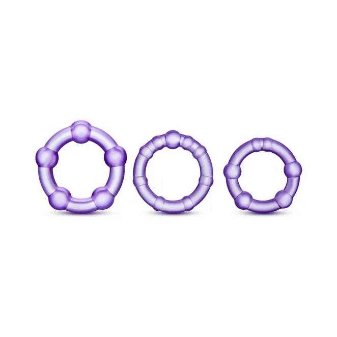 Stay Hard Beaded Cock Rings 3-Pack Purple