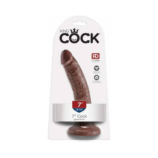 7 Inch King Cock Ultra Realistic Suction Cup Dildo Brown