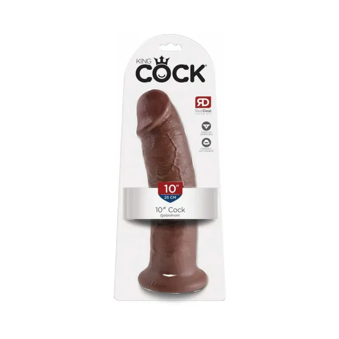 10 Inch King Cock Extra Girthy Ultra Realistic Suction Cup Dildo Brown