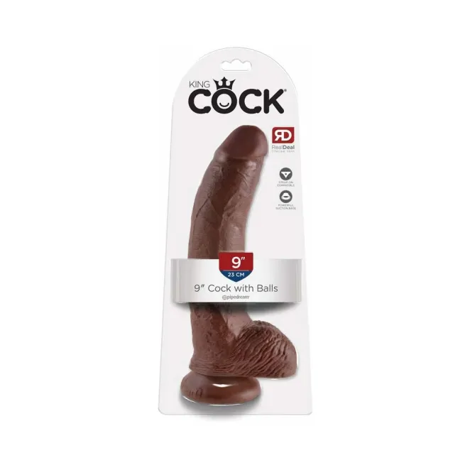 8 Inch King Cock Ultra Realistic Suction Cup Dildo with Balls Brown