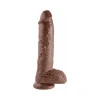 10 Inch King Cock Realistic Suction Cup Dildo with Balls Brown
