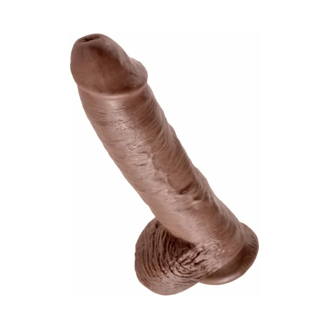 10 Inch King Cock Realistic Suction Cup Dildo with Balls Brown