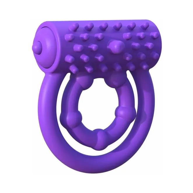 Vibrating Dual-Action Couples Cock Ring Purple