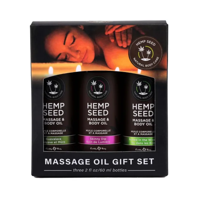Earthly Body Hemp Seed Massage Oil Gift Set (3 x 2 oz.)