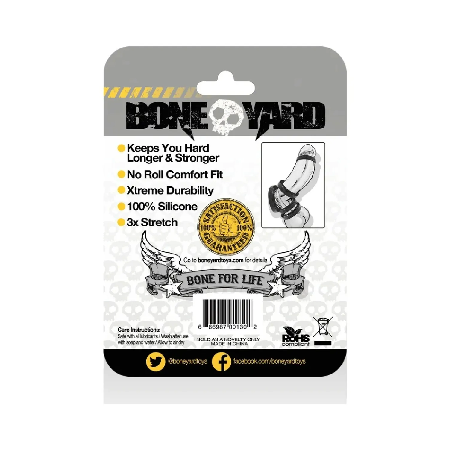 Boneyard Silicone Cock Ring 30mm Black