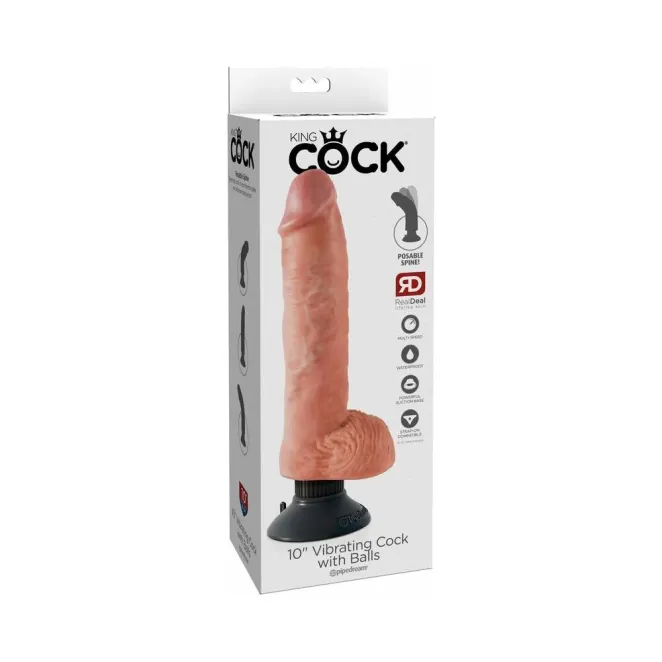9 Inch King Cock Ultra Realistic Vibrating Dildo with Balls and Suction Cup