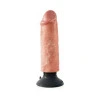 6 Inch King Cock Vibrating Poseable Girthy Dildo with Suction Cup Beige