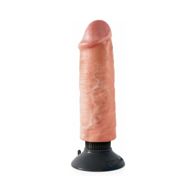 6 Inch King Cock Vibrating Poseable Girthy Dildo with Suction Cup Beige