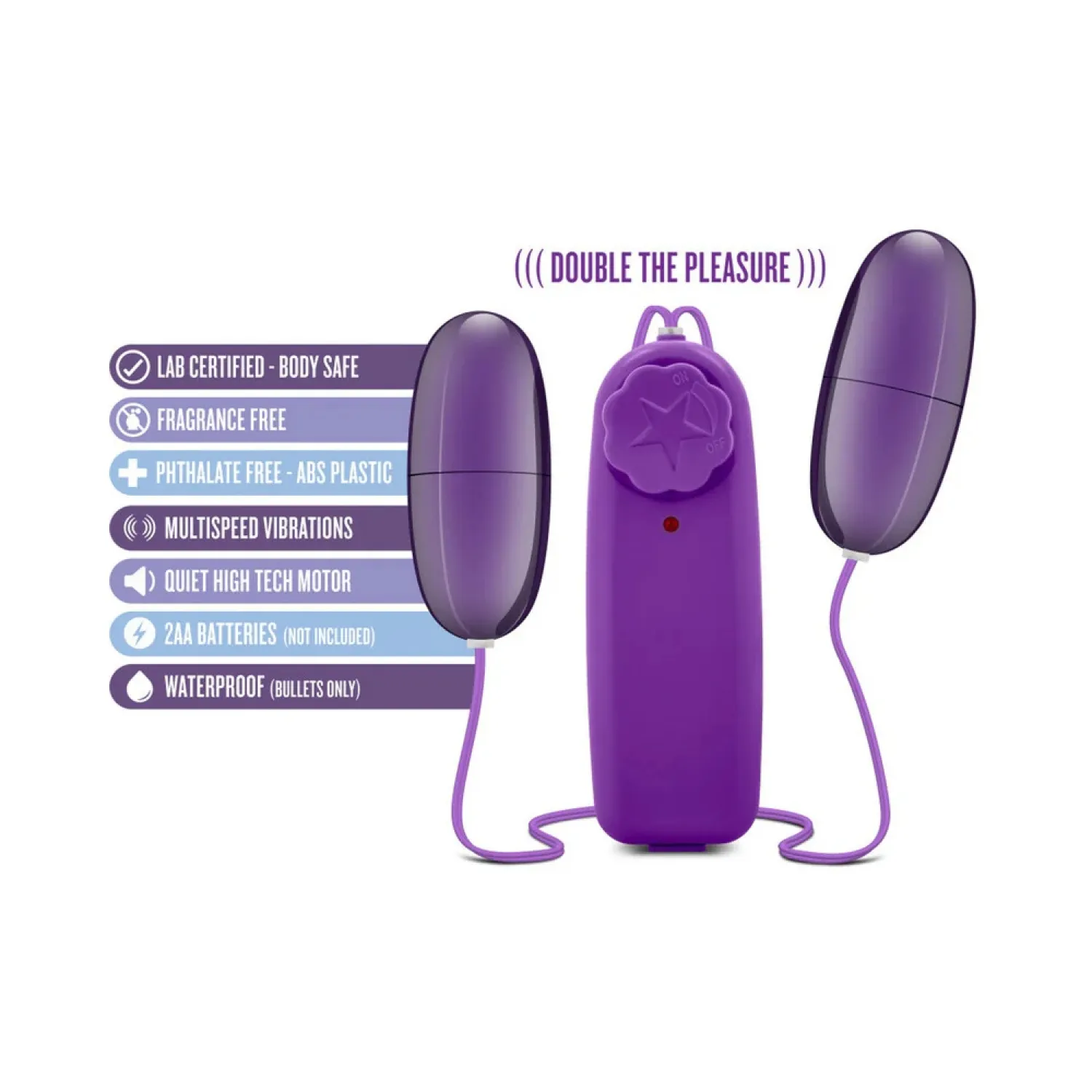 Double Pop Eggs Remote-Controlled Dual Bullet Vibrator Plum
