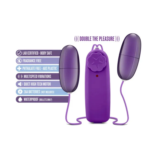 Double Pop Eggs Remote-Controlled Dual Bullet Vibrator Plum