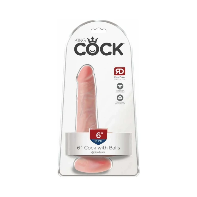 6 Inch King Cock Realistic Dildo with Balls Beige