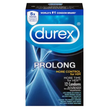 Durex Prolong Delay Textured Latex Condoms (12 Count)
