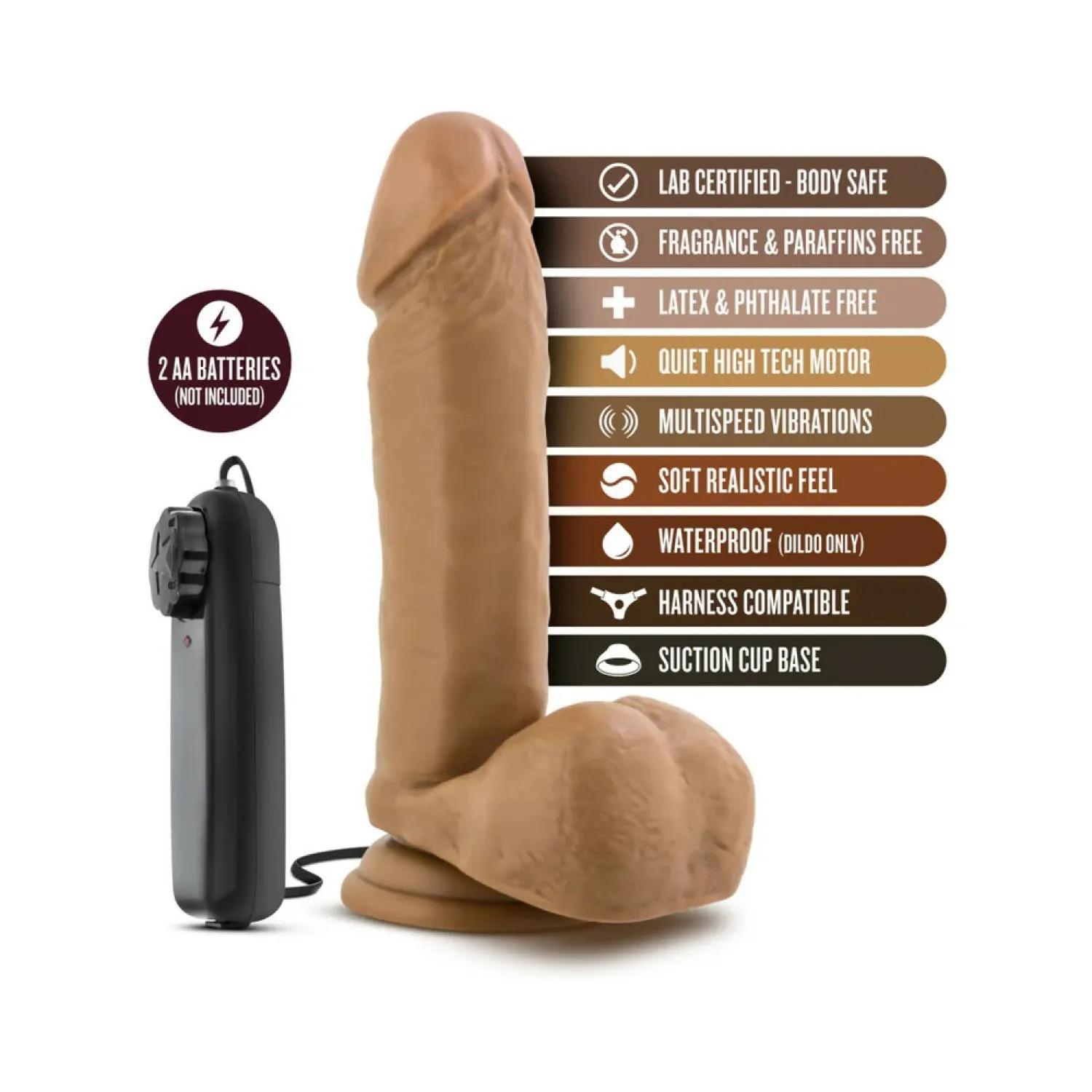 8 in. "Soccer Champ" Realistic Vibrating Dildo with Balls & Remote