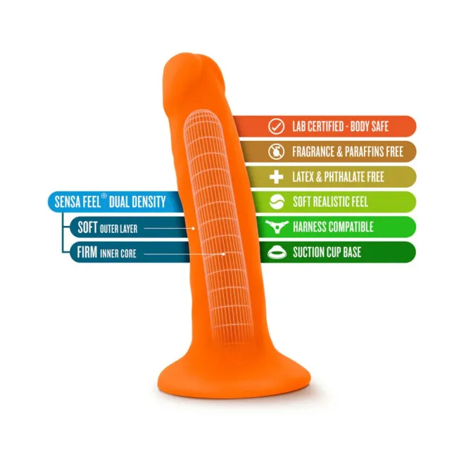 5 Inch Dual Density Realistic Dildo Neon Orange