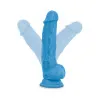 7.5 Inch Dual Density Realistic Dildo with Balls Neon Blue