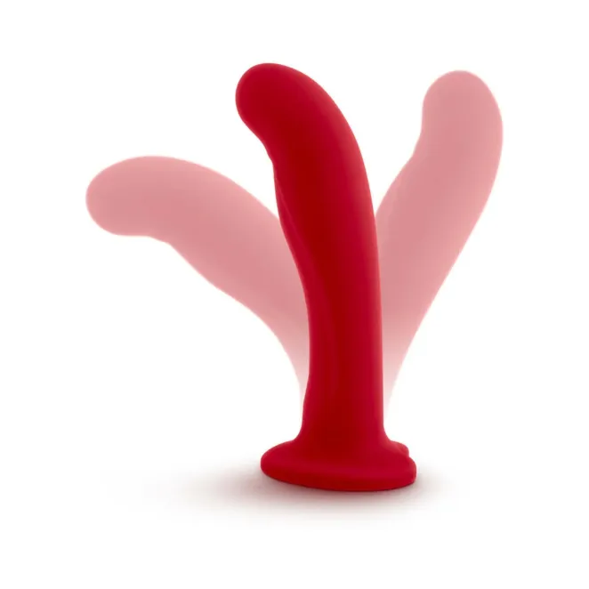 5 Inch Curved Silicone Dildo with Heart Suction Cup – Red
