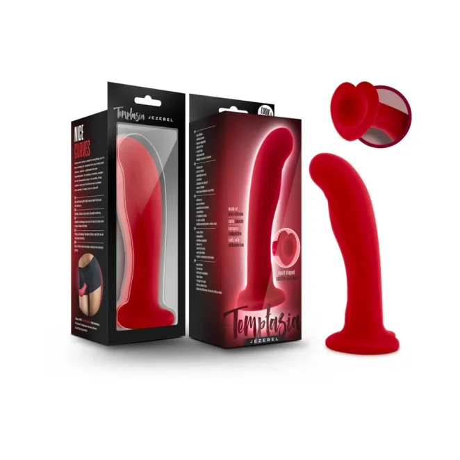 5 Inch Curved Silicone Dildo with Heart Suction Cup – Red