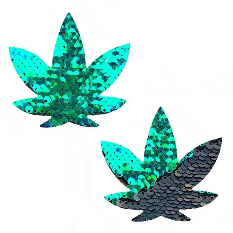 Neva Nude Pasty Pot Leaf Sequin Green To Black (65453) by Neva Nude LLC | Pasties | SlipDix.com Neva Nude Pasty Pot Leaf Sequin Green To Black (65453) | SlipDix.com