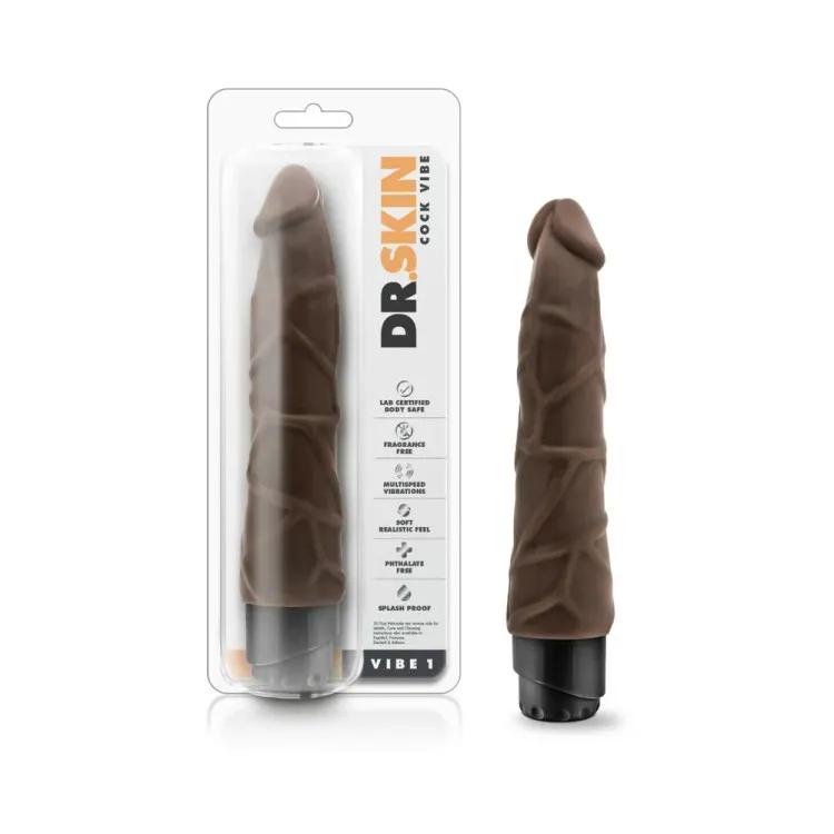 9 in. Realistic Vibrating Dildo Brown