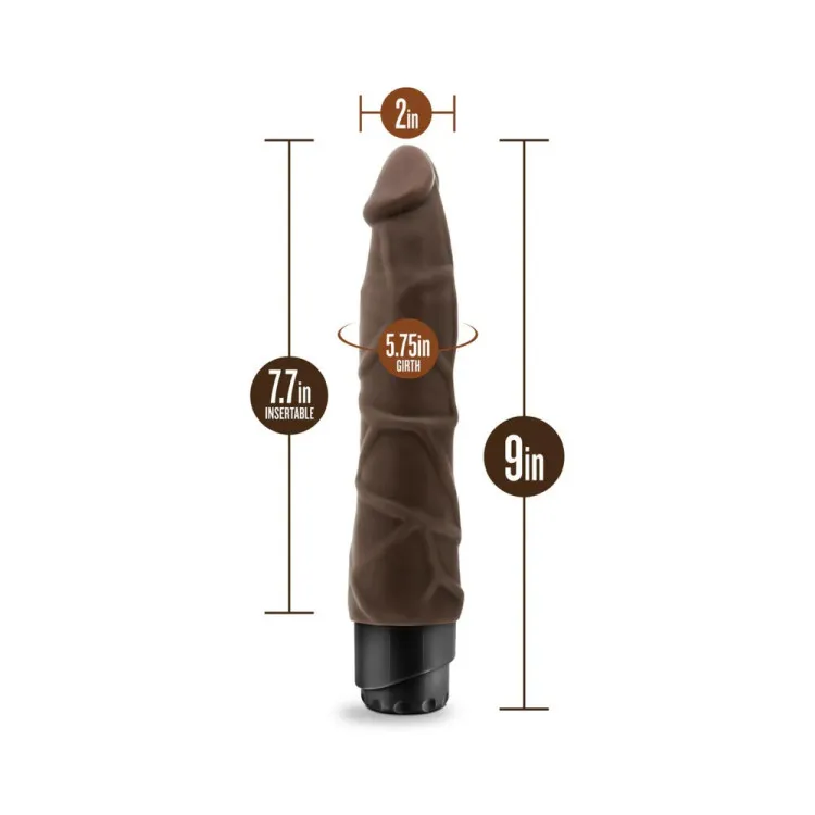 9 in. Realistic Vibrating Dildo Brown