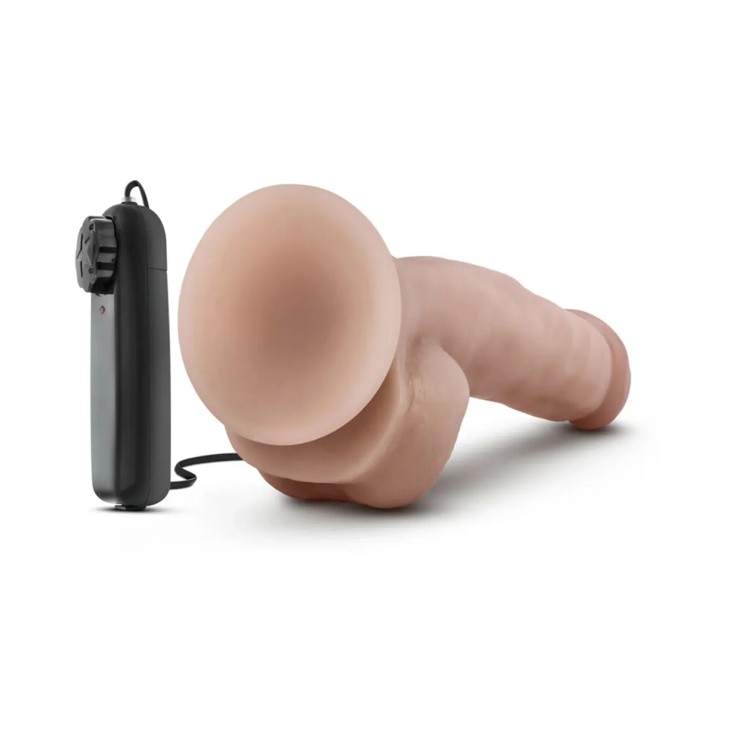 8.75 in. Realistic Vibrating Dildo with Balls Beige