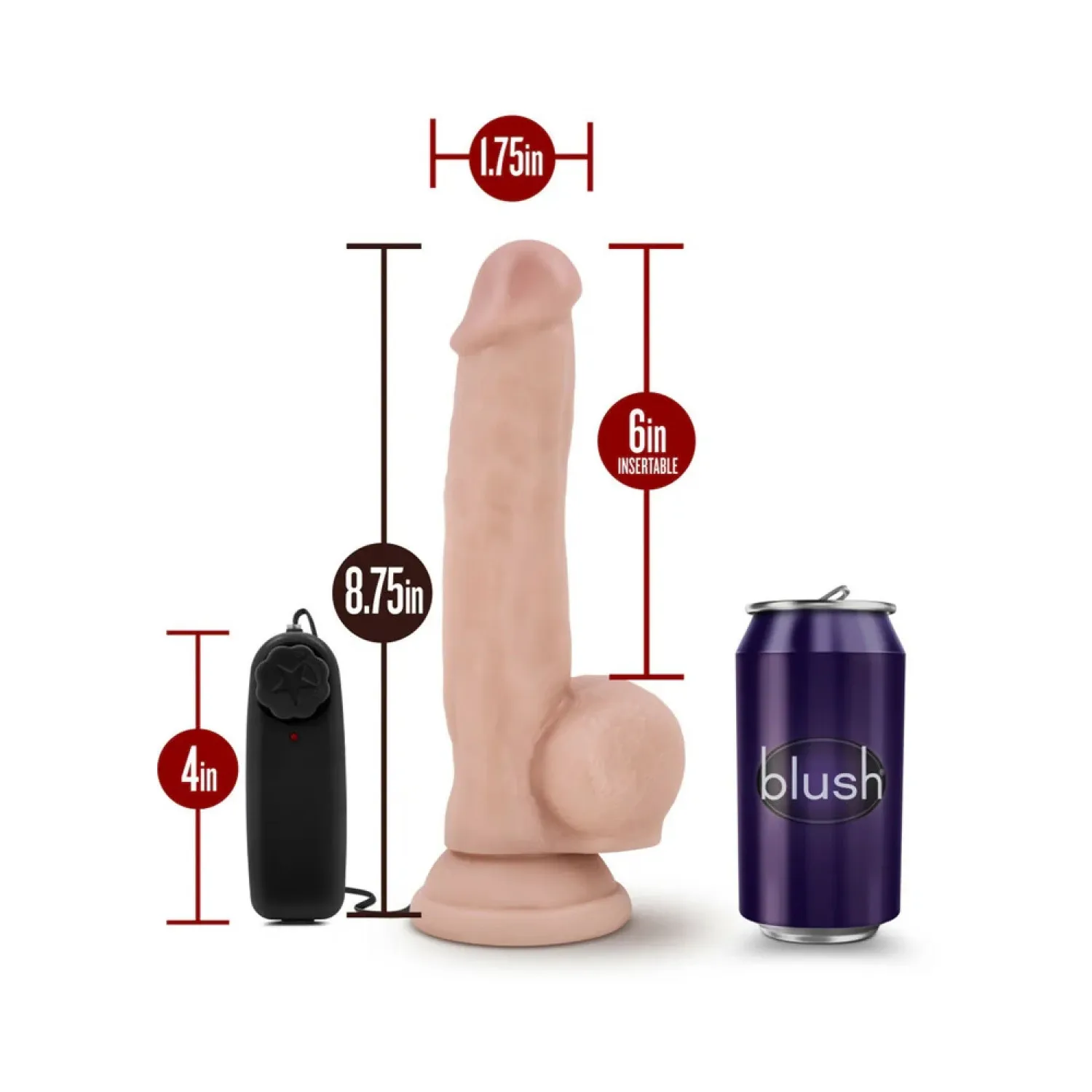 8.75 in. Realistic Vibrating Dildo with Balls Beige