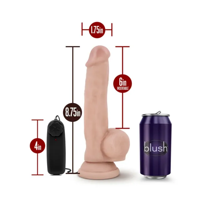 8.5 Inch Realistic Vibrating Dildo with Balls Beige