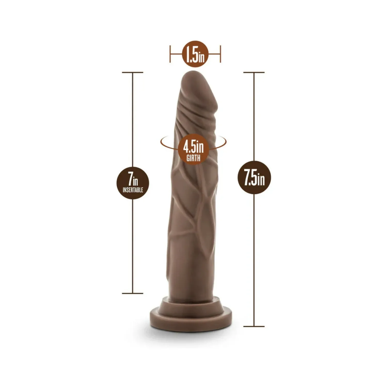 7.5 in. Realistic Dildo Brown