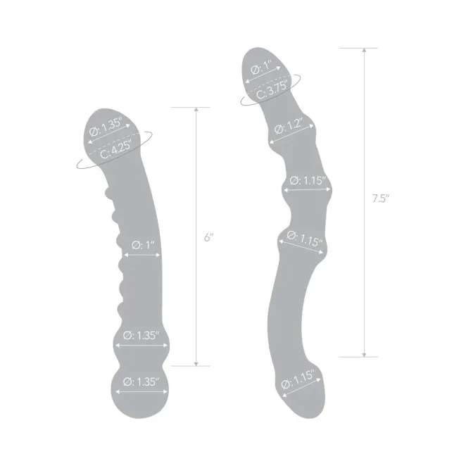 2-Piece Double Pleasure Glass Dildo Set