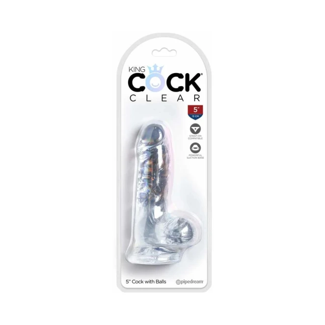 5 Inch King Cock Realistic Dildo with Balls Clear